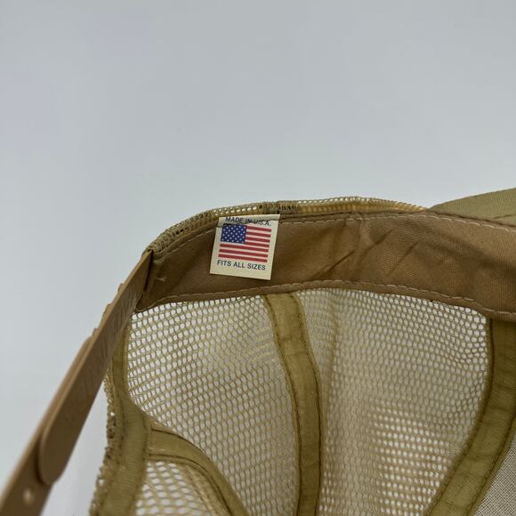 Vintage Tan Beige Hat Mesh Trucker Snapback 90s Logo Company - Picture 4 of 4